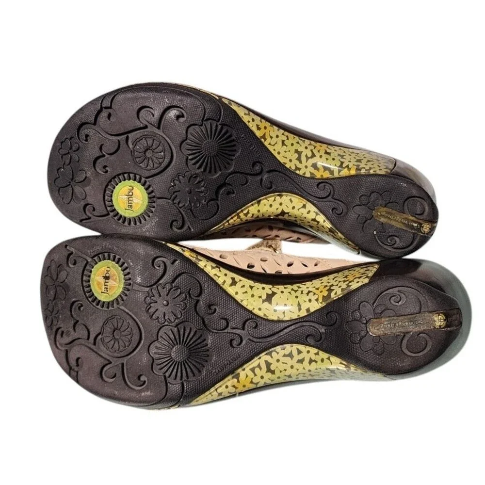 Jambu 'Journey Encore' Wedge Mary Jane Clogs Size 7 Boho Artsy Leather Y2K